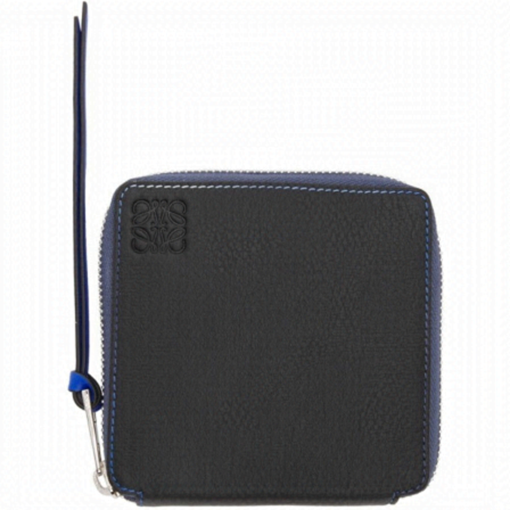 Loewe Men's Black Metallic Square Zip Wallet NEW